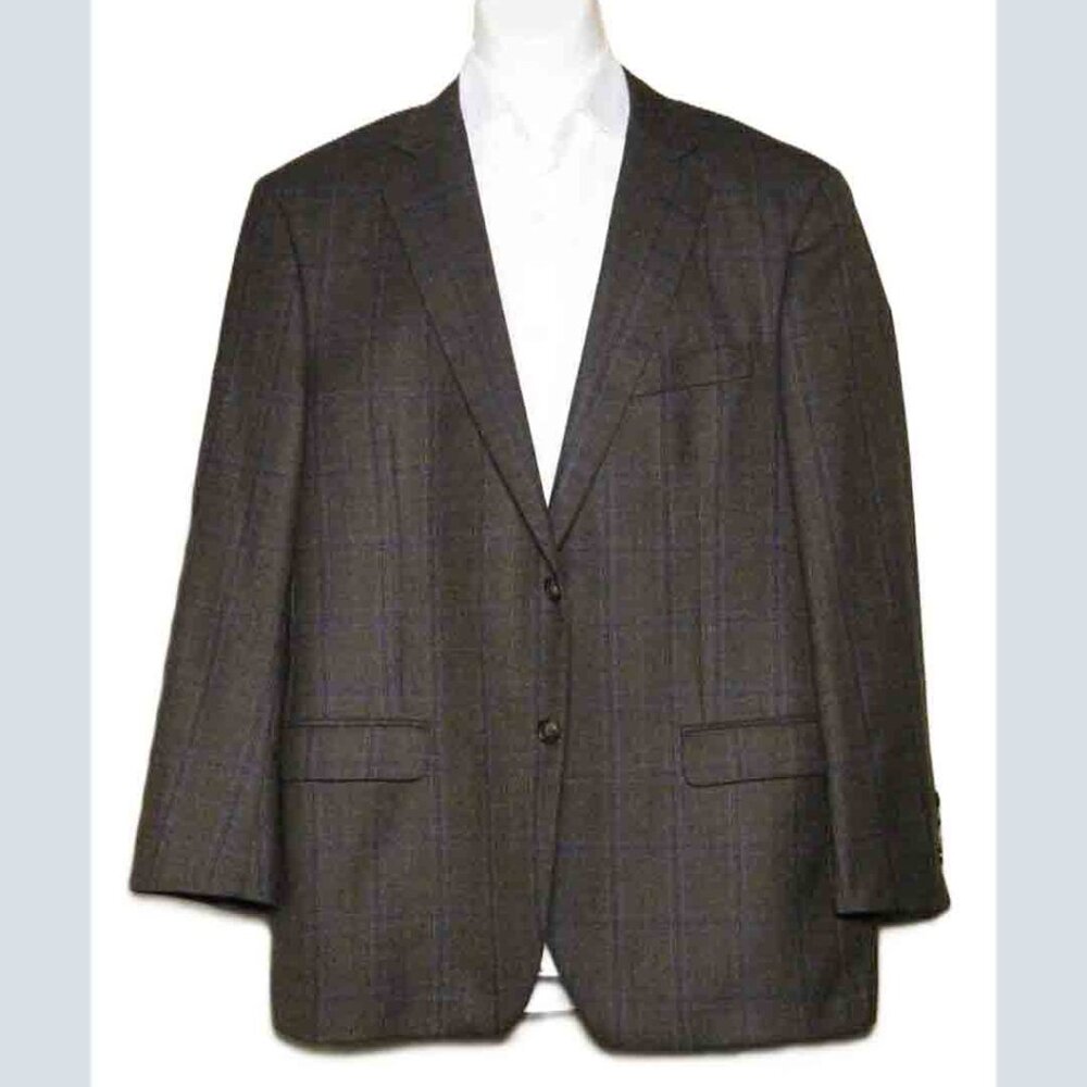 Brooks Brothers Wool Blazer Sport Coat Brown Blue Gold Saxon Men's Size 43R